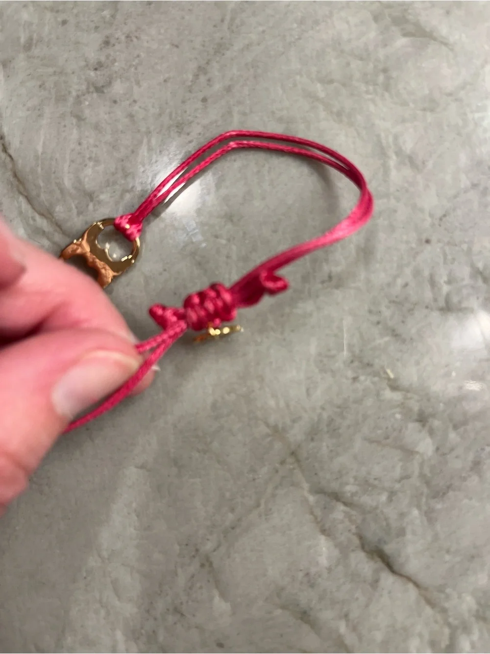 Tory Burch empowerment Adjustable Double-Ring Cord Bracelet Set in Pink & Silver - Picture 3 of 3